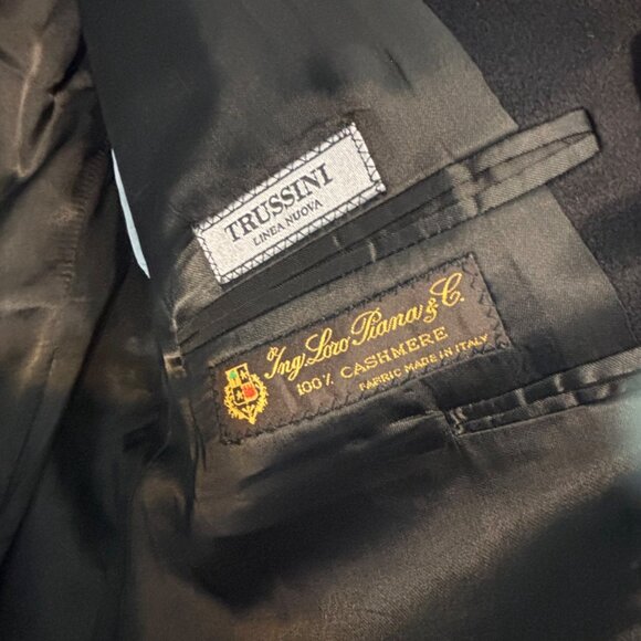 Trussini Blazer Jacket Boyd's Mens Italy 56L US 46L Black Cashmere Made In Italy - Picture 4 of 13